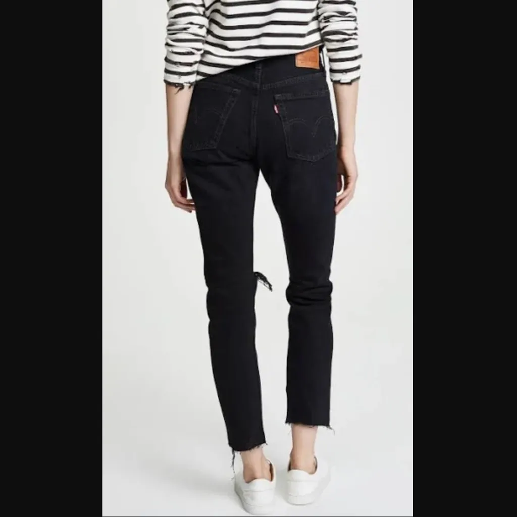 Levi’s Black Distressed 501 S Jeans Raw Hem - Image 7