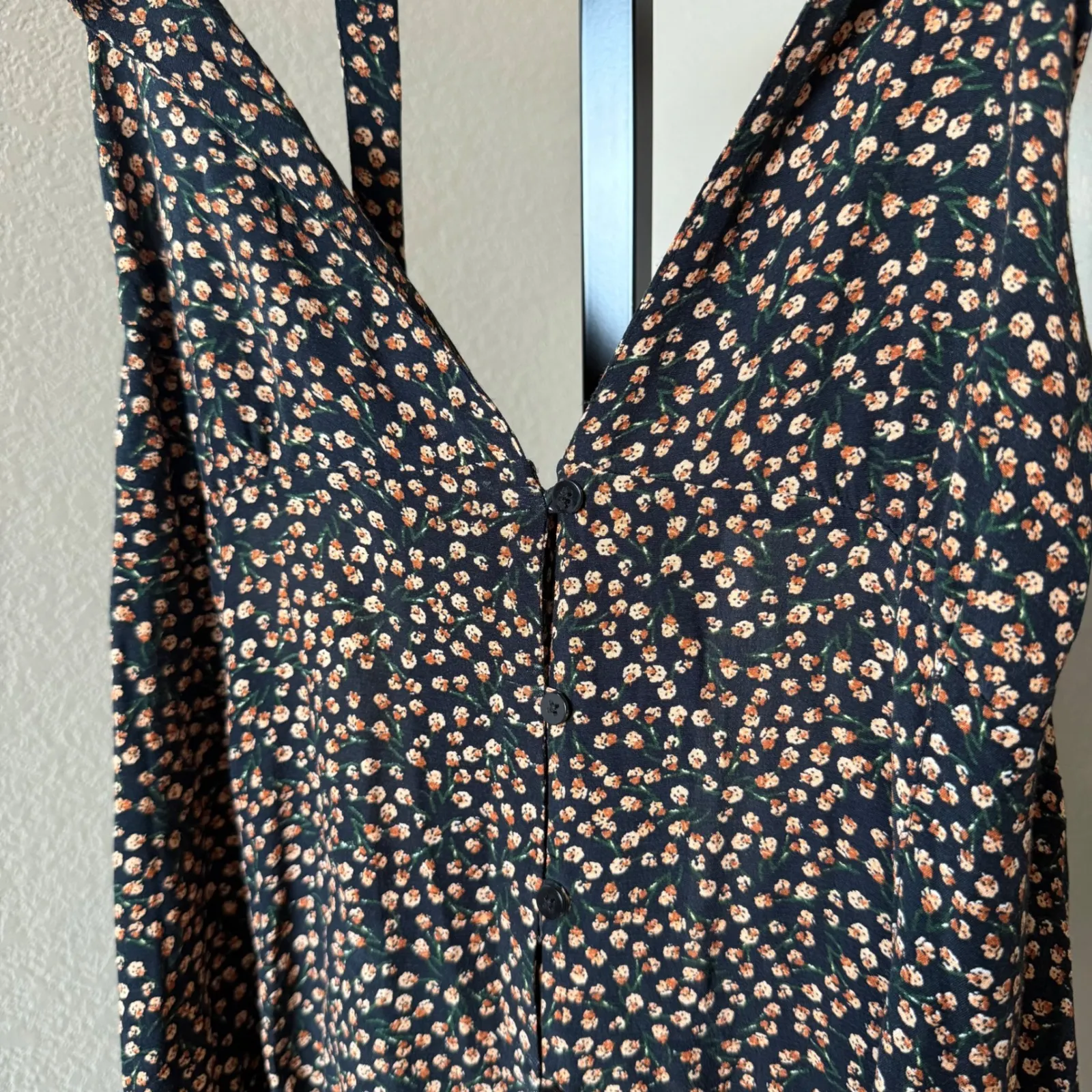 Free People C'est La Vie Mini Dress Floral Halter Open‎ Back Tie Womens Size L - Image 4
