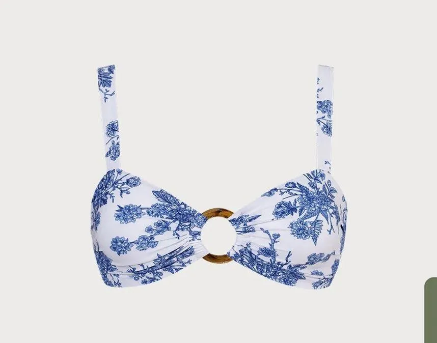 Berlook Ruched Cutout Floral Bikini Top only 64 White Size L - Image 6