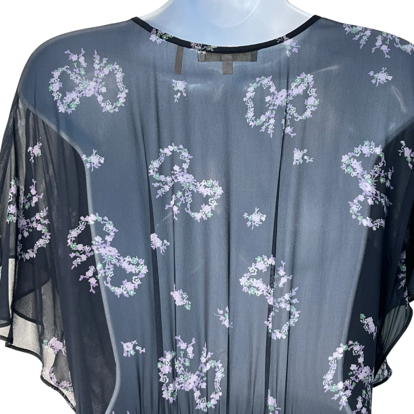 Love Shack Fancy Kover Bow Print Tiered Navy Blue Viscose Maxi Dress Size 8 - Image 16