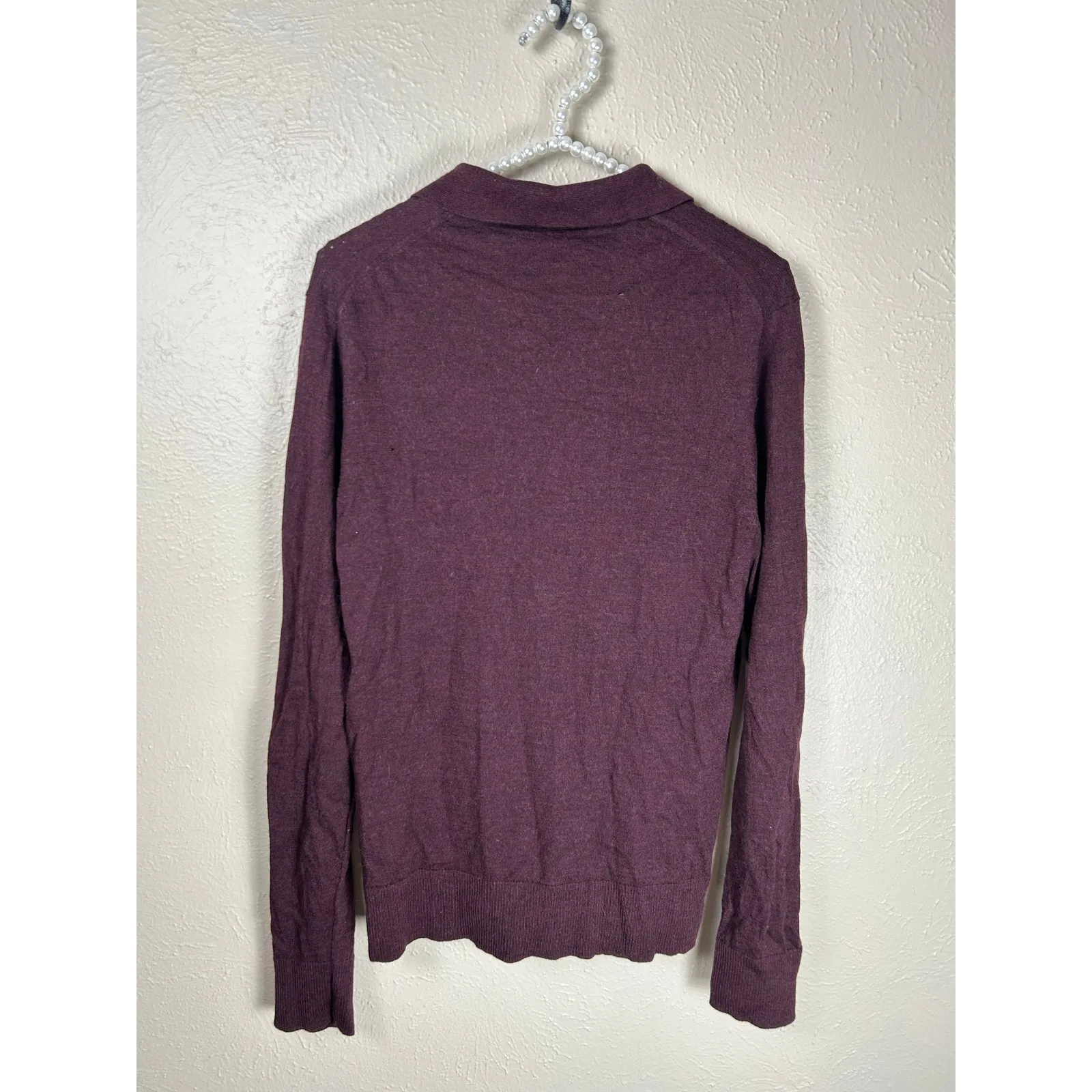 Vince Merino Wool Sweater Size Medium Maroon Pullover Knit Jumper TINY FLAW - Image 10