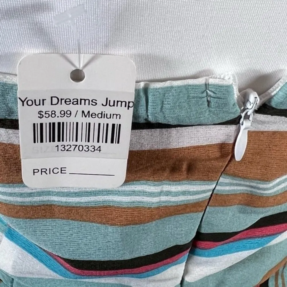 Boutique strapless vneck split leg striped jumpsuit with cutouts size medium NWT - Image 6