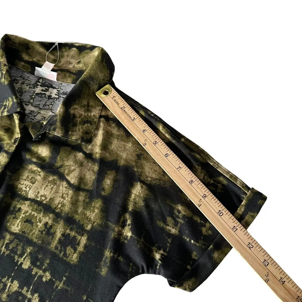 LuLaRoe BOHO Grunge Tie Dye Button Up Shirt Earthy‎ Festival Tunic Top Size XS - Image 10