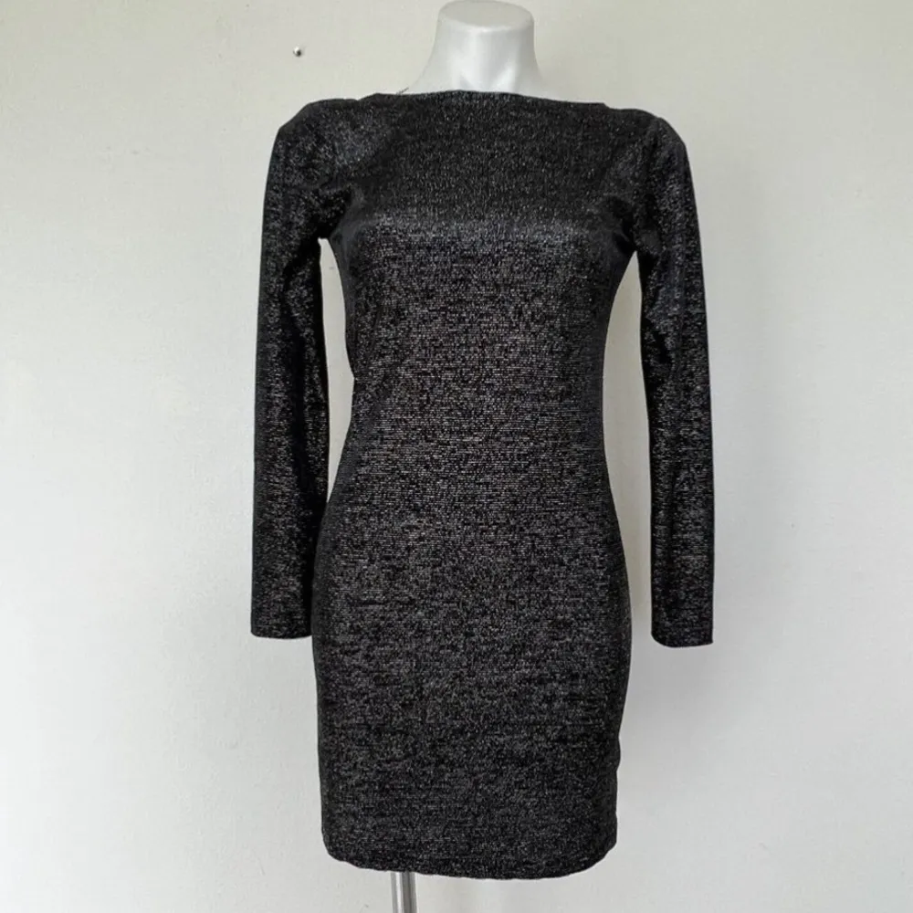 Michael Kors sparkle Cowl Back Dress Black PETITE Size XSP Long Sleeve NEW - Image 5