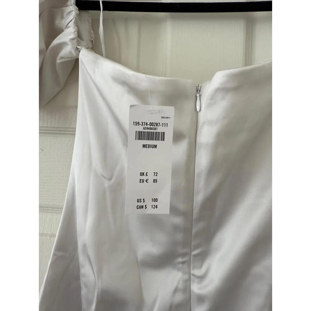 NWT Abercrombie Satin Puff Sleeve Dress size M White Size M - Image 3