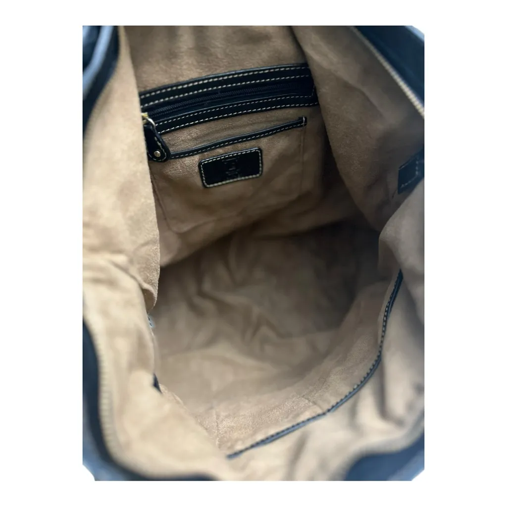 Liz Claiborne Black Genuine Leather Tote with Zipper Accents - Image 9