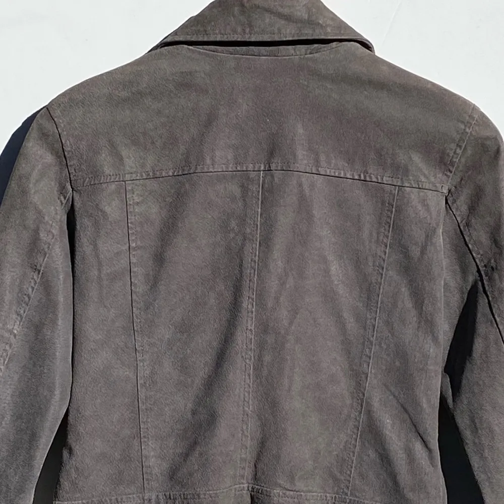 LEVI'S Women's Grey Suede Leather Motorcycle Jacket, size small - Image 7