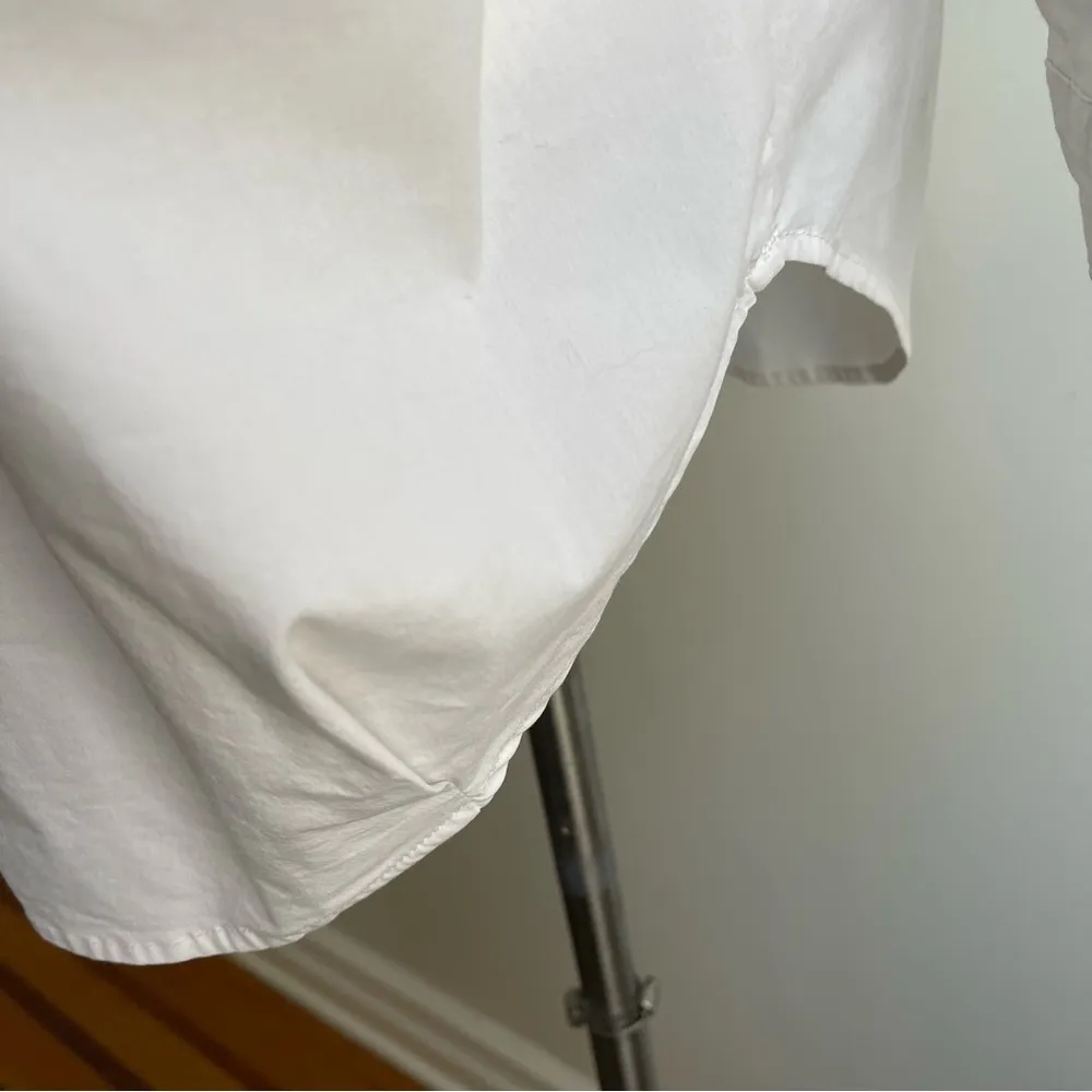 Magaschoni White Cotton Collared Draped Shirt Tunic Blouse Avante Garde Large - Image 3