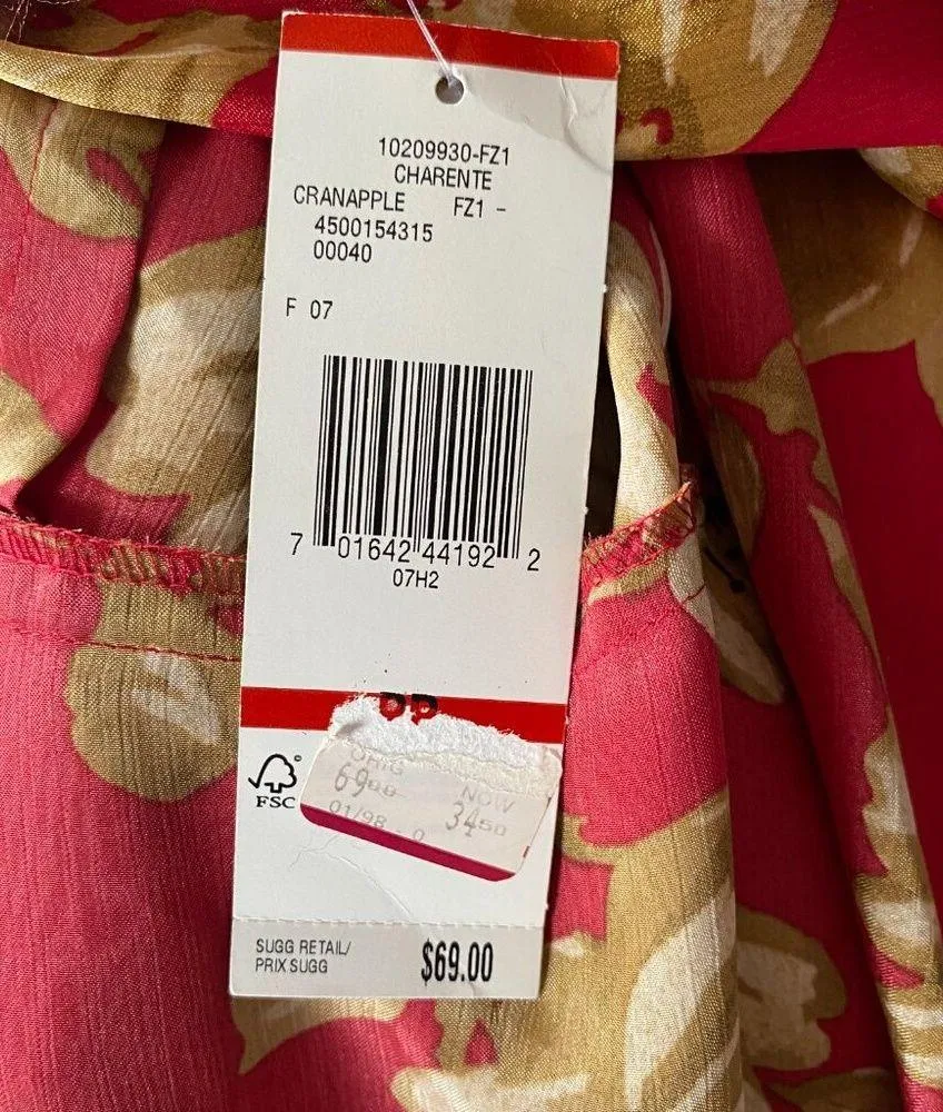 women's PP cranapple floral long sleeve collared tie front blouse - Image 11