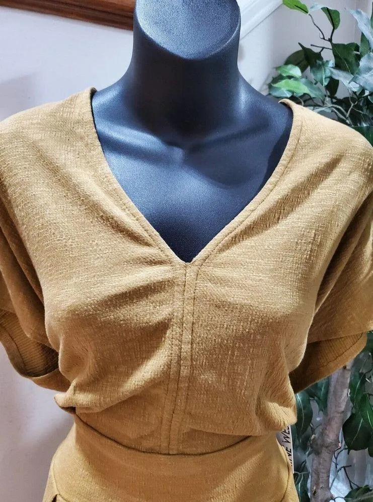 Nine West Alderwood Brown Polyester Blend V-Neck Short Sleeve Casual Romper 2XL - Image 5