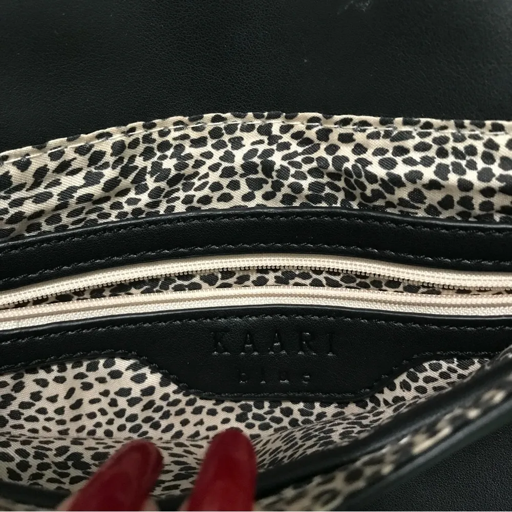 Kaari Blue Black Bow Crossbody Fold Over Bag Purse - Image 5