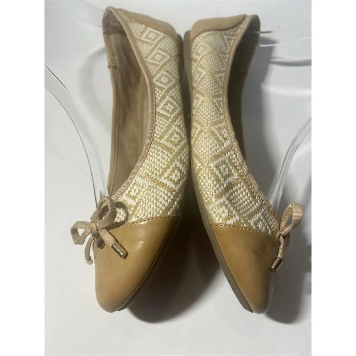 BASS LACY Raffia Tan Ballet Flats Sz 8M Classic Comfort Style Academia Made USA - Image 4