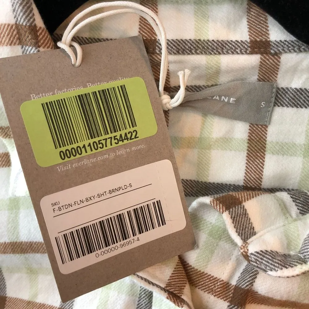 Everlane Womens The Boxy Flannel Shirt Pockets Plaid Brown S - Image 5