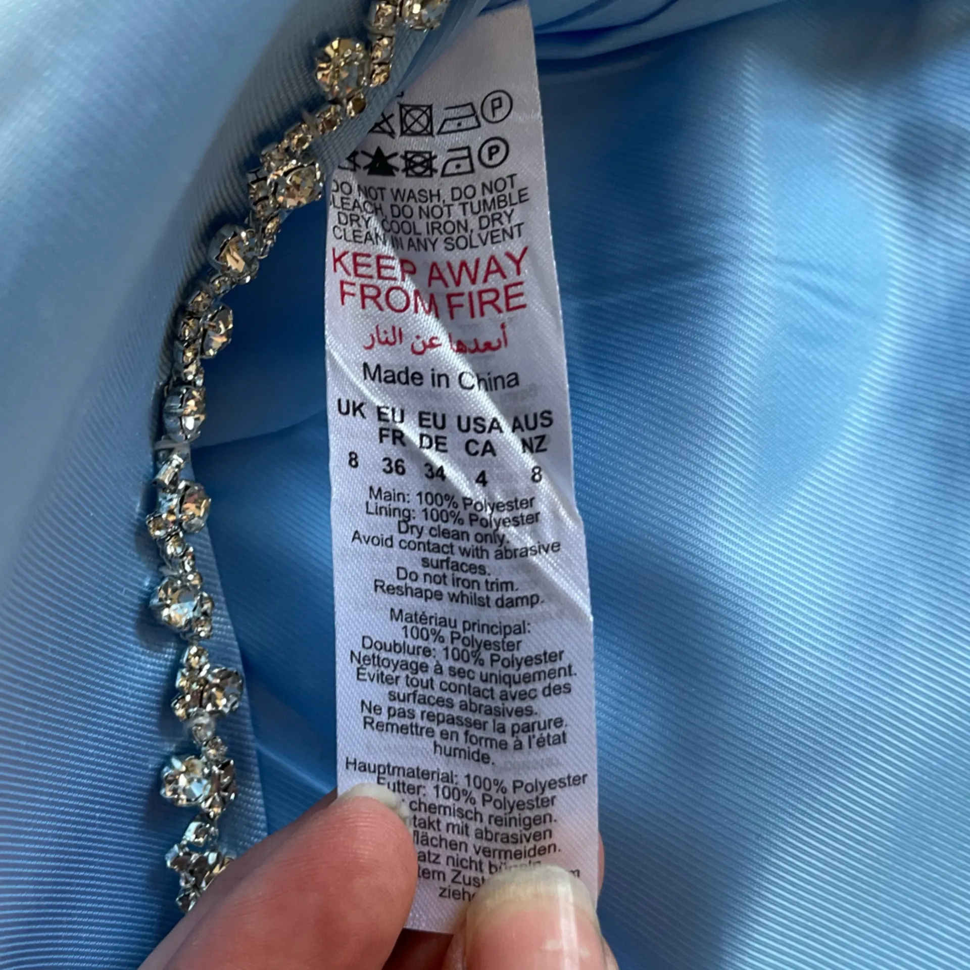 NWT: Nasty Gal Embellished Satin Twill Light Blue Mini Skirt - Image 8