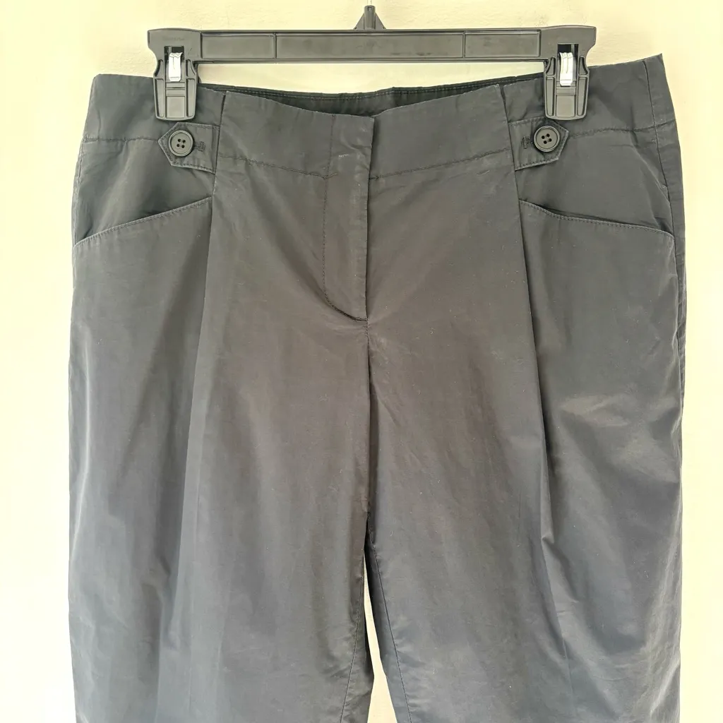 Theory Black Cropped Cotton Dress Pant Trouser Slack Relaxed Fit - Image 2