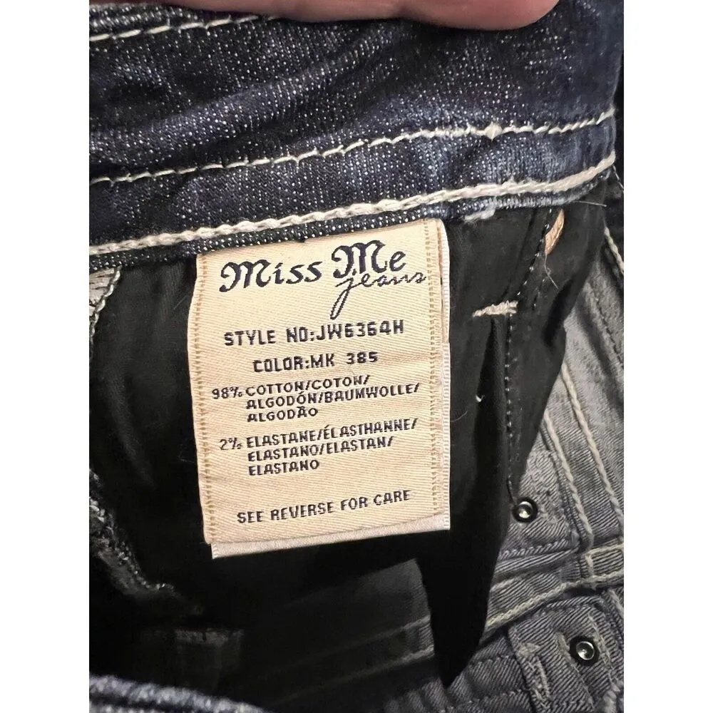 Miss Me Womens Denim Cut Off Shorts Aztec Embellished Sequin Embroidered Size 27 - Image 9