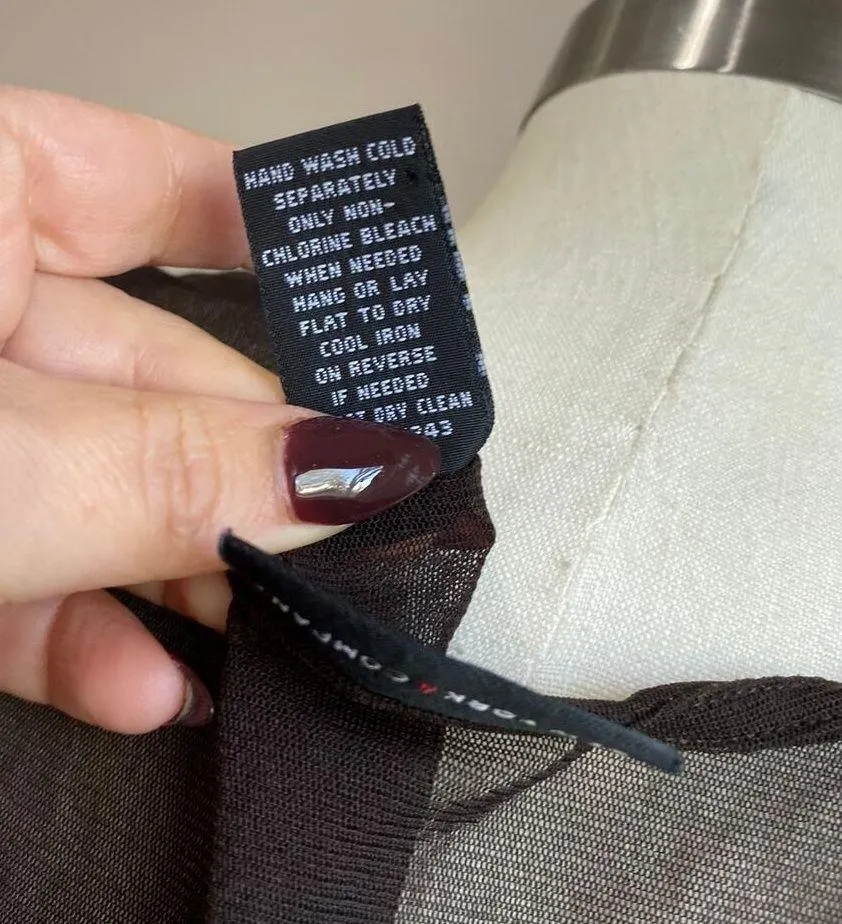 Steve Madden New York & Company Y2K Whimsigoth Brown Mesh V Neck Beaded Tank Blouse Sz L - Image 4