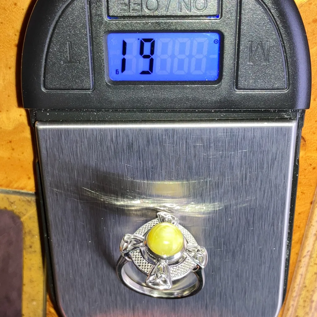 Natural Connemara Marble Sterling Silver Celtic Ring Size 9 - Image 9