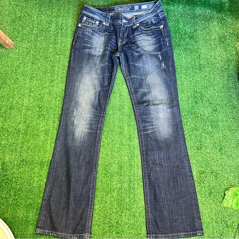 Miss Me Distressed Acid Wash Dark Bootcut Jeans - Image 4