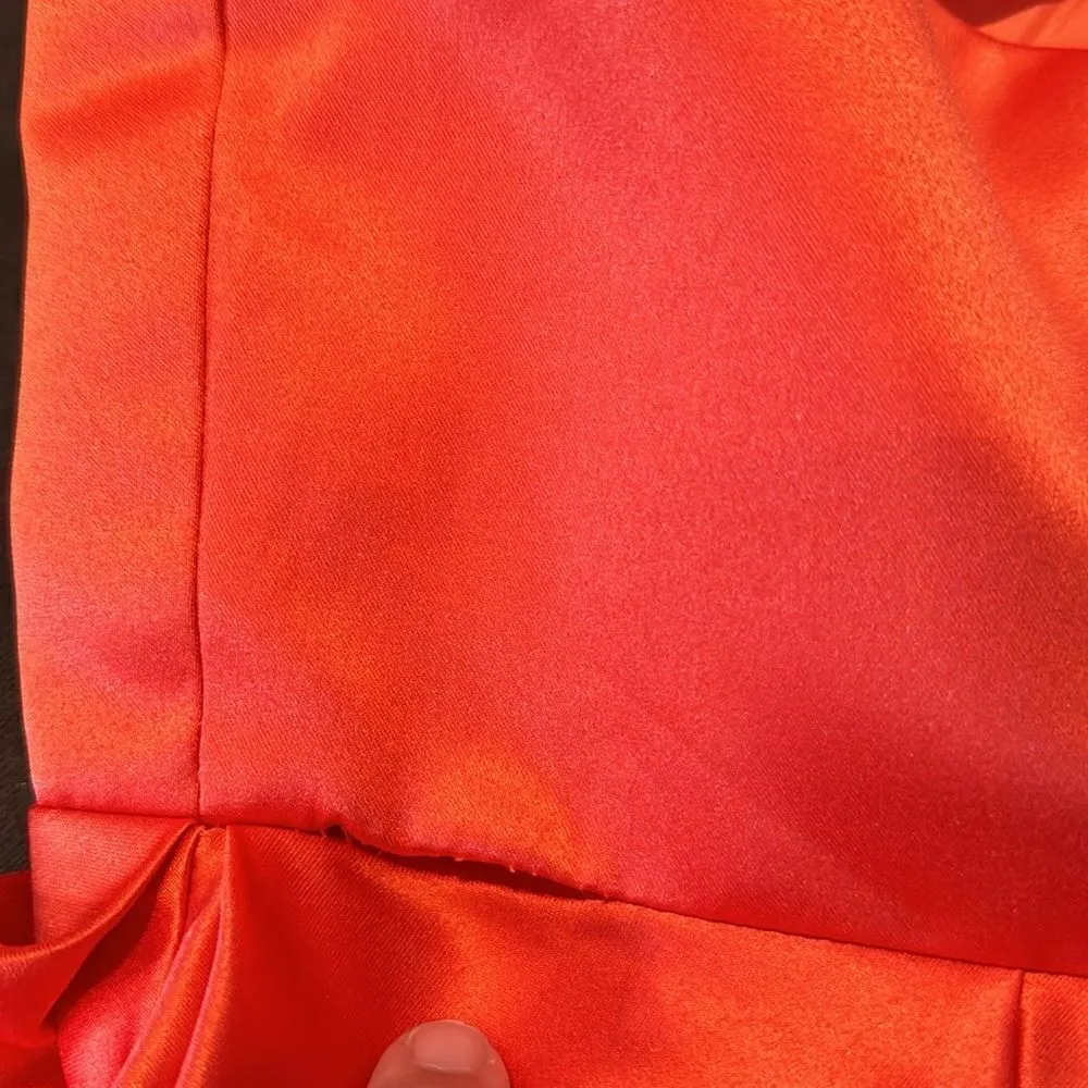 Women’s Strapless Orange Satin Full Length Prom Party Formal Dress Size L *READ Size L - Image 11
