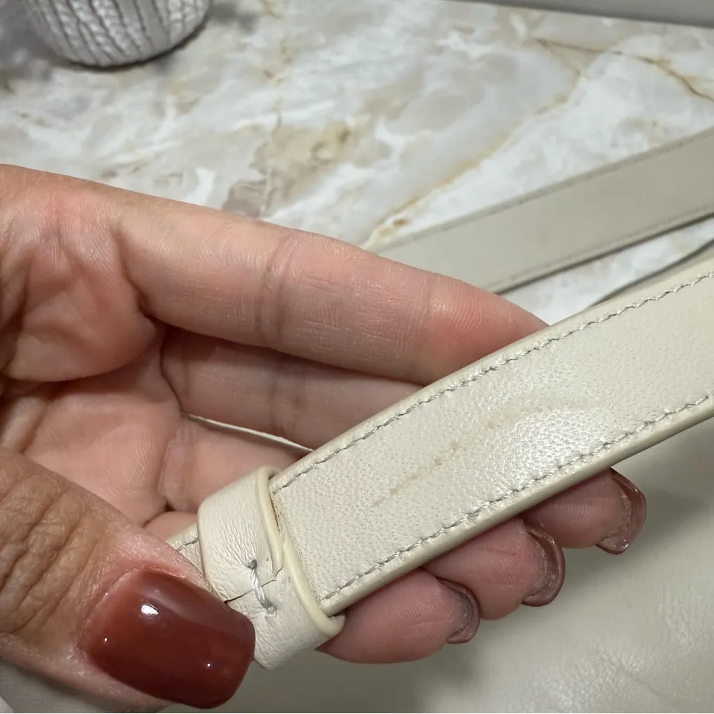 NWT Massimo Dutti Nappa Leather‎ Bag With Double Strap In Cream - Image 10