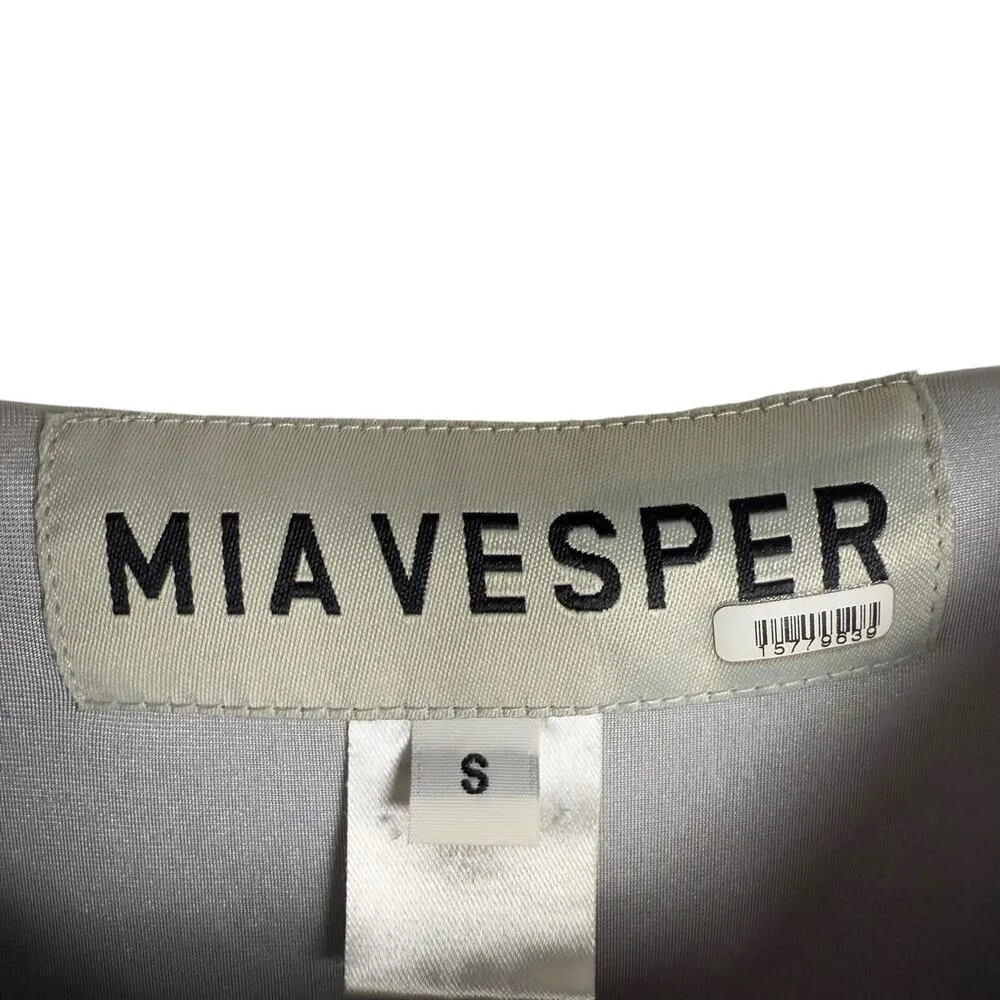 Mia Vesper Frond Mermaid Blue Printed Sleeveless Chiffon Maxi Dress Size Small - Image 10