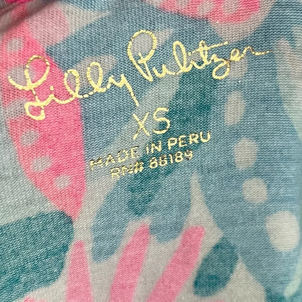 Lilly Pulitzer • Finn Top in Turquoise Oasis Pink Green Leafy Blouse - Image 7