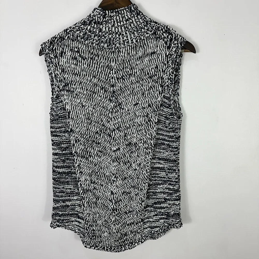 White House Black Market Sweater Vest‎ Women M Marled Knit High Neck Chic Preppy - Image 2
