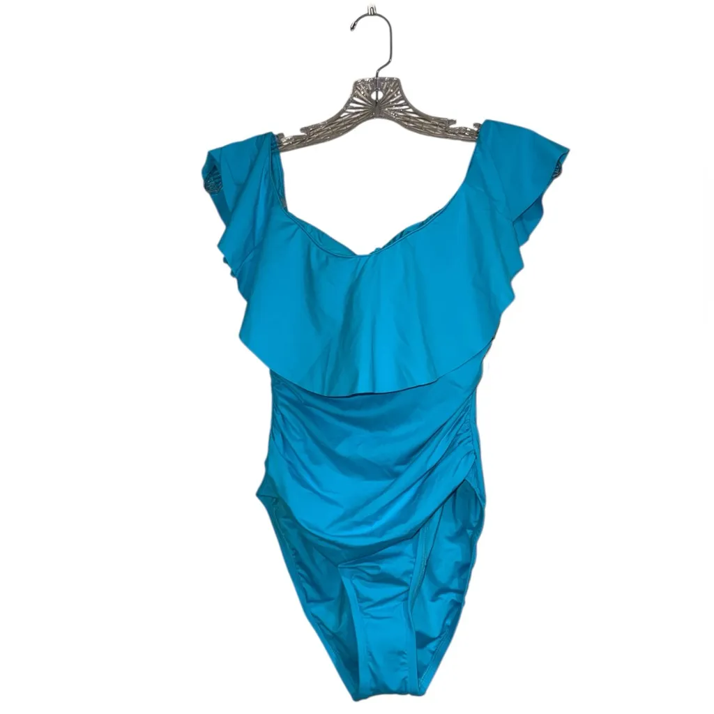 NWT $130 La Blanca Off the Shoulder One-Piece Swimsuit SZ-6 In Color AZUL (BLUE) - Image 3