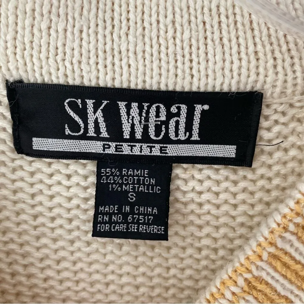 SK Wear Vintage NWTs Mykonos Grecian Gold Coin Metallic Thread Sweater small Size undefined - Image 9