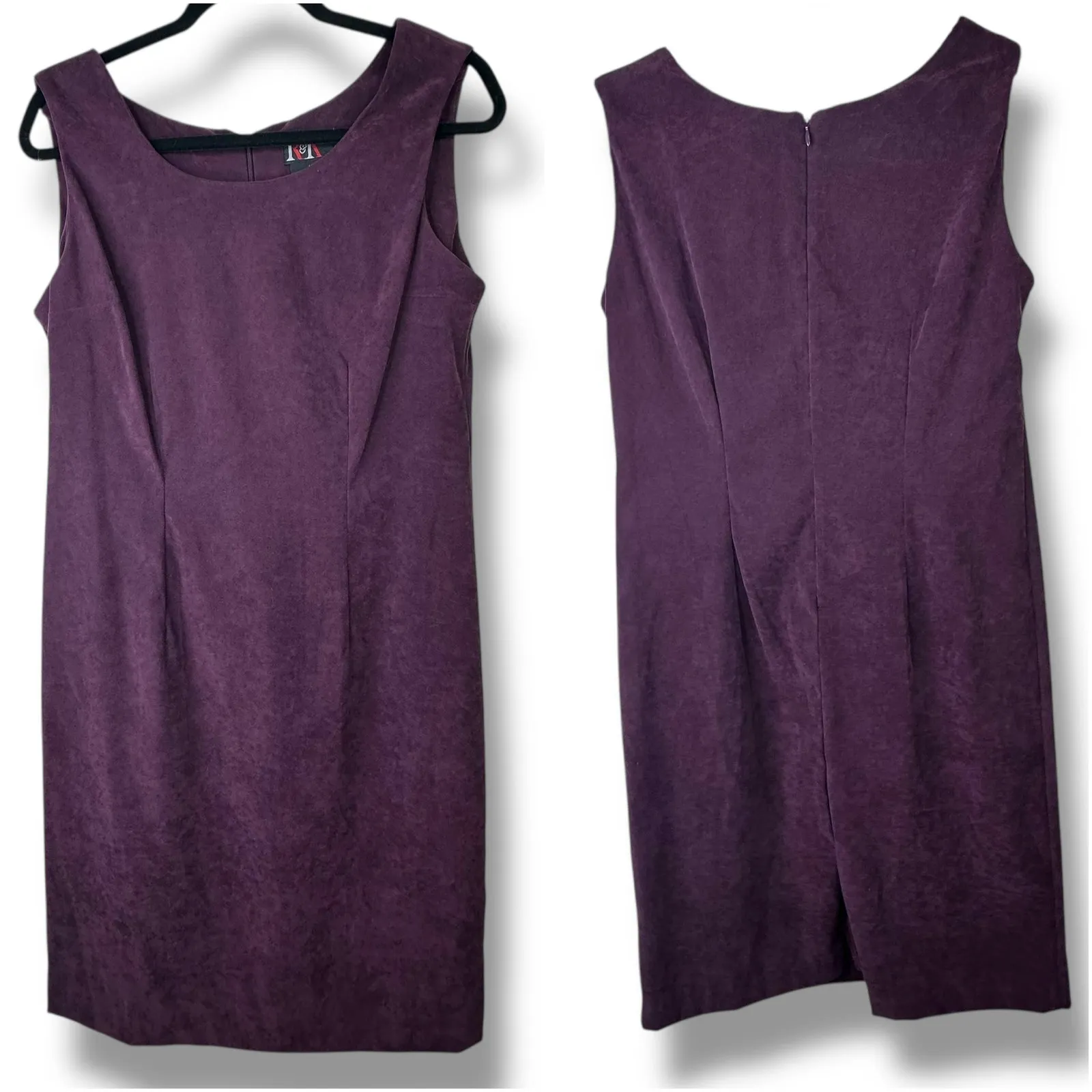 R&K Originals Vintage Plum Purple Velour Long Button Blazer Jacket & Midi Dress Size 10 - Image 3