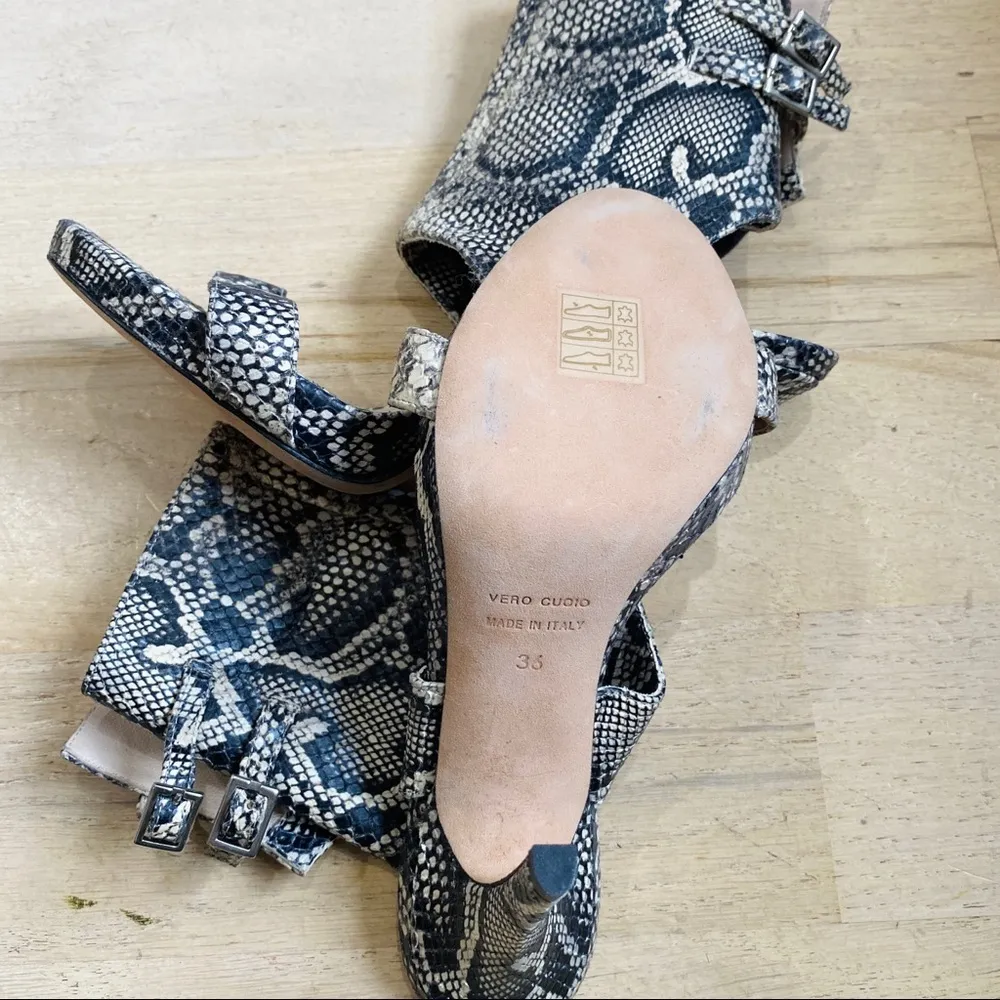 NEW Emerson Fry snakeskin sandals. Made in Italy Black Size 6 - Image 4