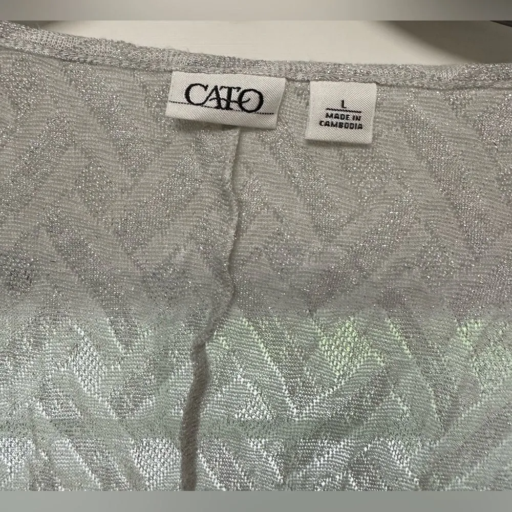 Cato Cowl Neck Short Sleeve Sweater Large Silver Gray (292) - Image 3