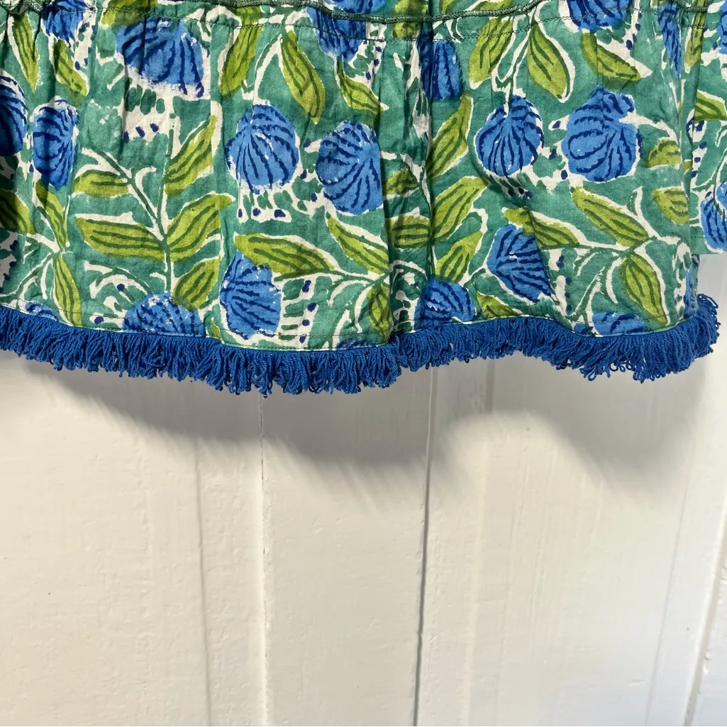Gingy Fennerton Collection Rye fringe bottom blue and green tiered blouse Size M Size M - Image 6