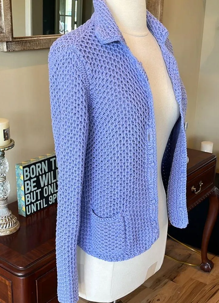 J Jill Purple Lavender Crochet Sweater - Image 2