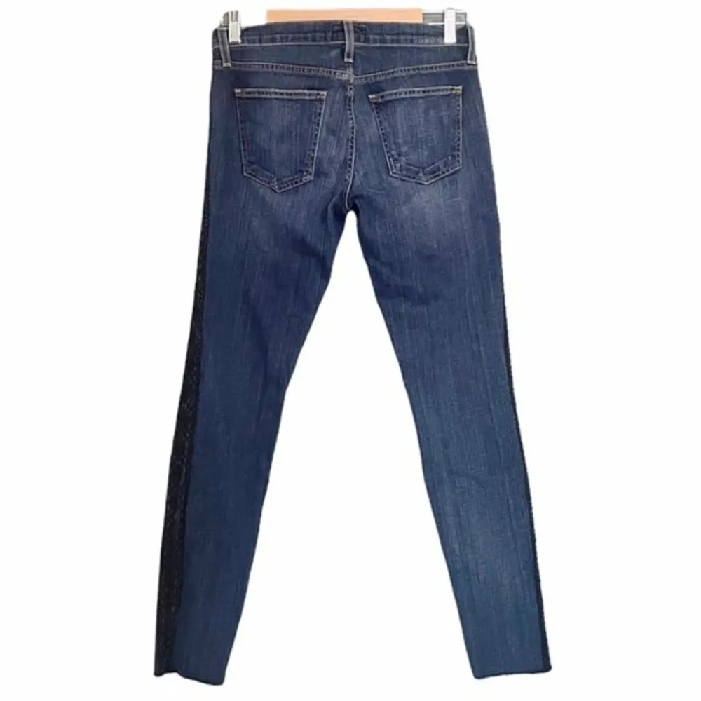 Current Elliott Rolled Skinny Jeans Loved Tux Black Lace Wash Women’s Size 28 - Image 2