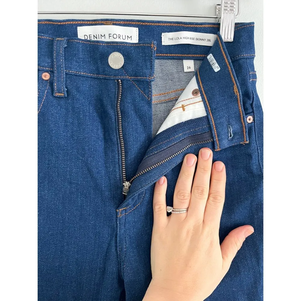 Aritzia |  Denim Forum | The Lola High Rise Skinny 28L | Sz 26 | Dark Blue - Image 6