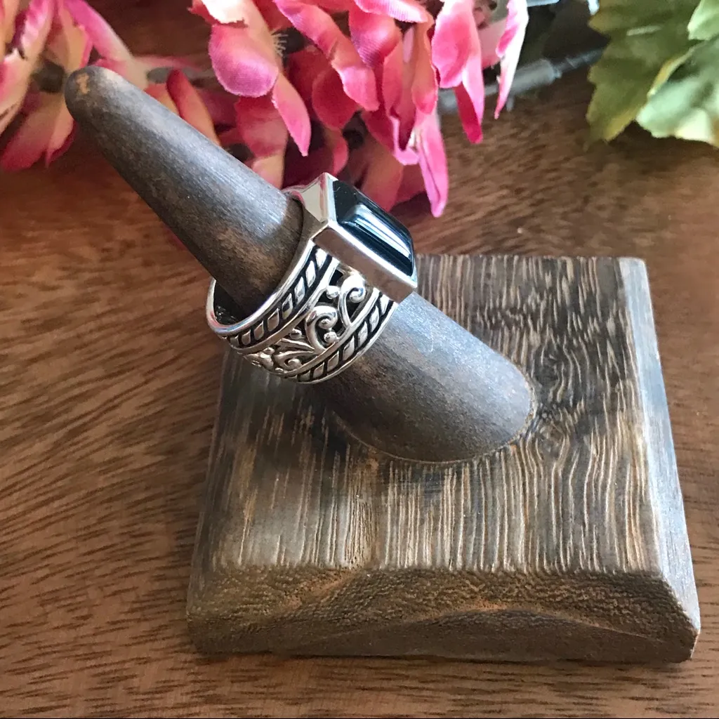 Silpada Black Onyx Sterling Silver Ring Size 7 - Image 3