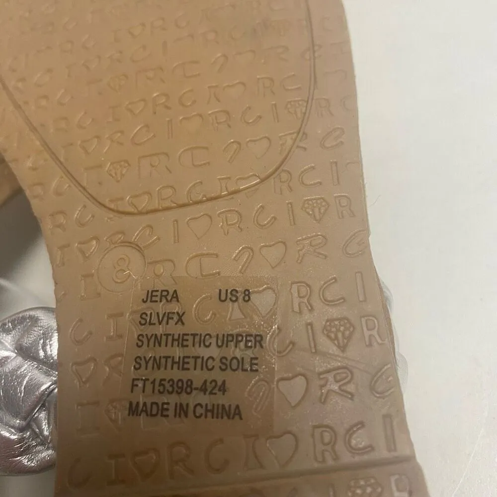 ROCK & CANDY by Zigi Jera Braided Silver Slip On Sandals Size 8 New With Defects - Image 3