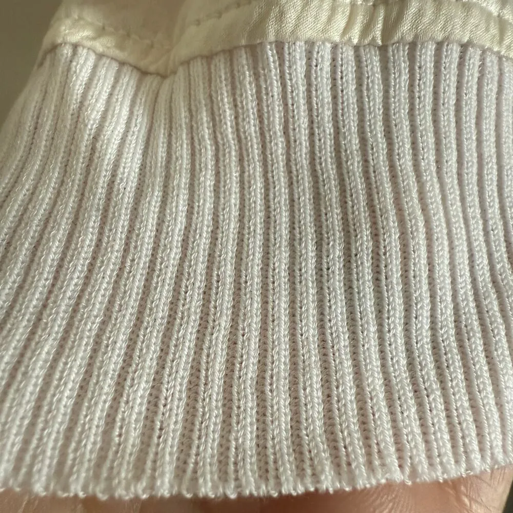 Y2K Vintage DOLCE & GABBANA | Silk Ruffle Shoulder Sweatshirt Top Wool trim Sz 8 - Image 4