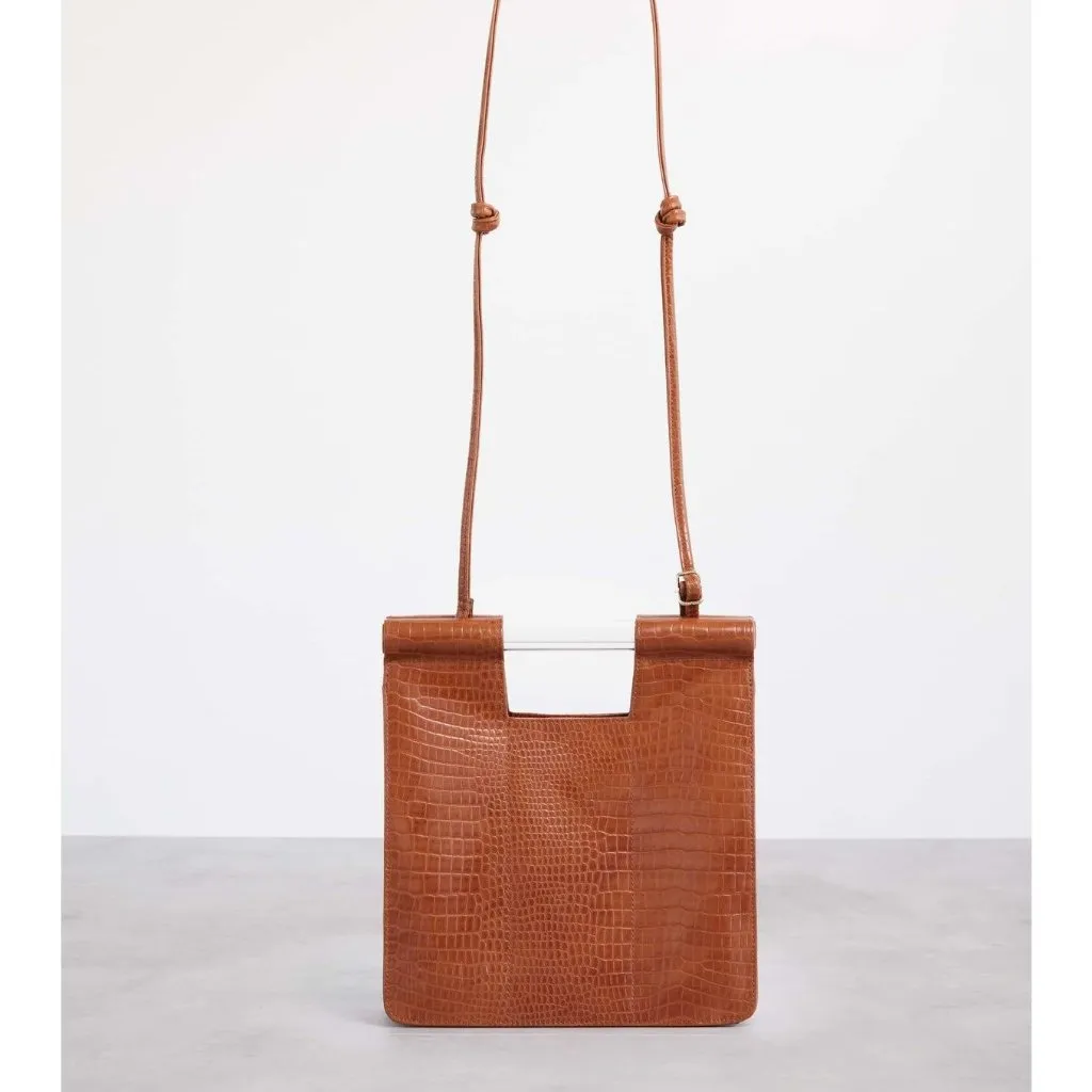 BEIS Cognac Croc Crossbody Bag NEW with tags - Image 3