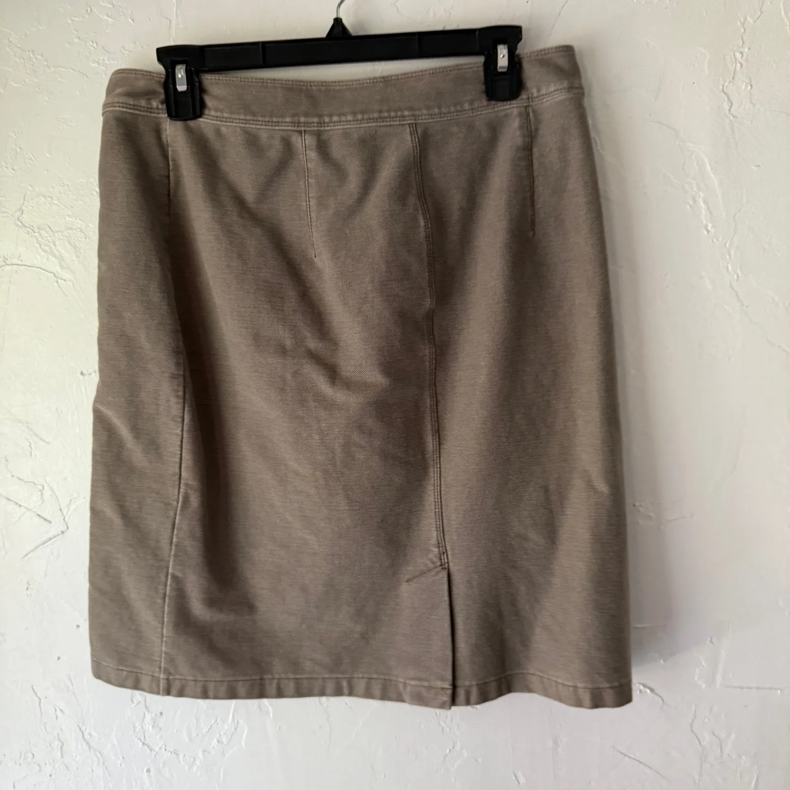 NIC+ZOE Size 8 Taupe Stretch Cotton Pencil‎ Skirt Side Zip Neutral Workwear - Image 5