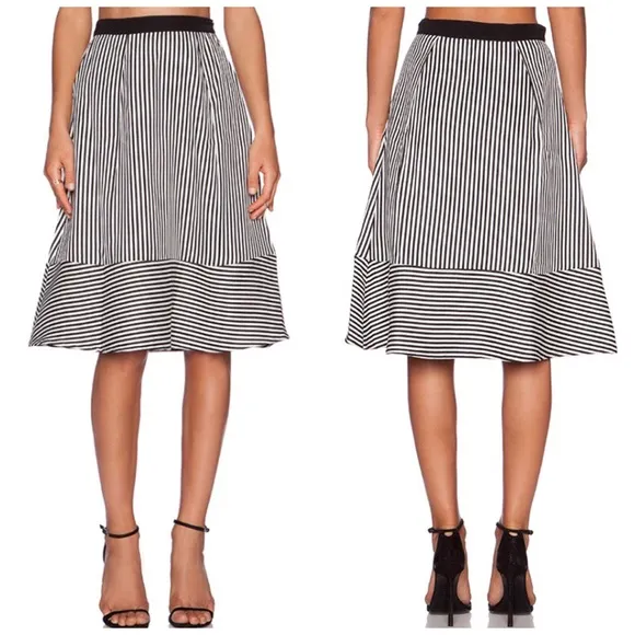 Line & Dot Stripe Midi Skirt - Image 2