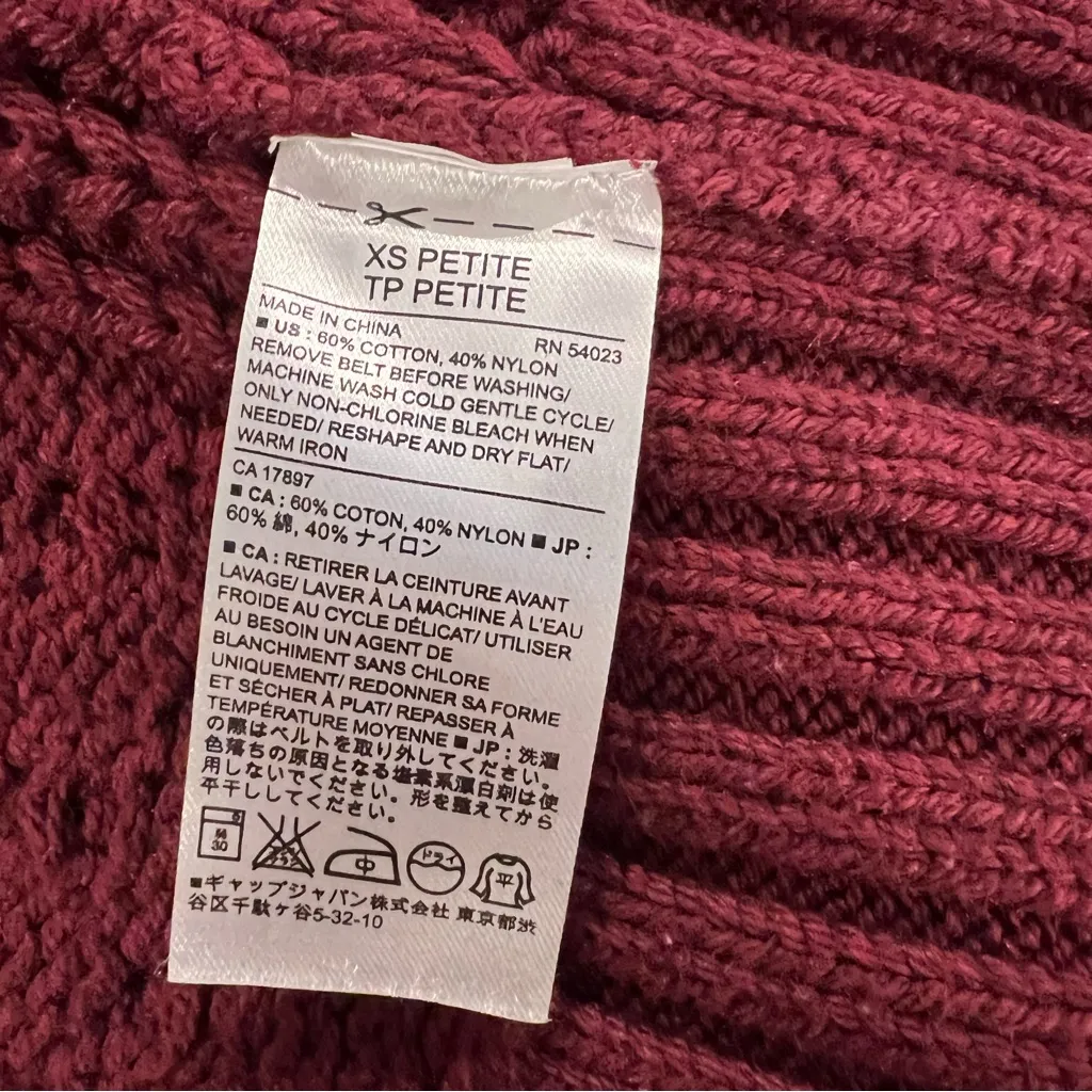 Banana Republic Maroon Textured Belted Cable XS Cardigan - Image 10