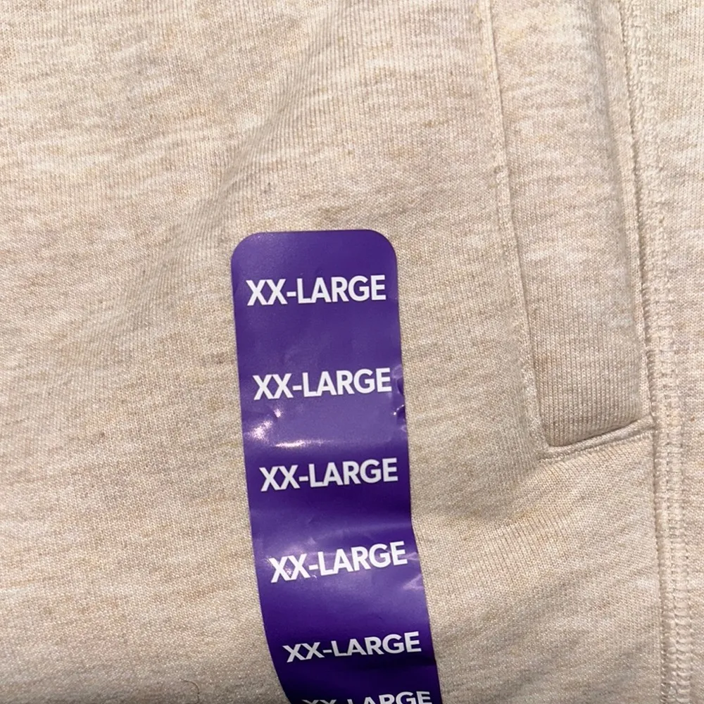 Cream Track Pants with Elastic Waistband and Drawstring Size XXL - Image 3