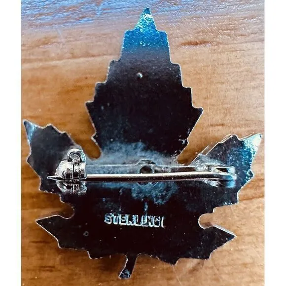 Sterling Silver Enamel Canadian Autumn Colorful Maple Leaf Brooch Pin Vintage‎ - Image 5