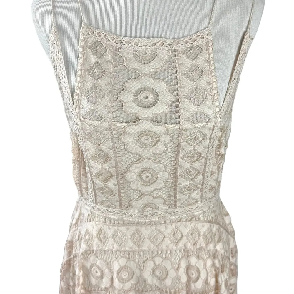 Free People Ethereal Fairy Lace Apron Handkerchief Dress Ivory Nude Bohemian 4 - Image 11