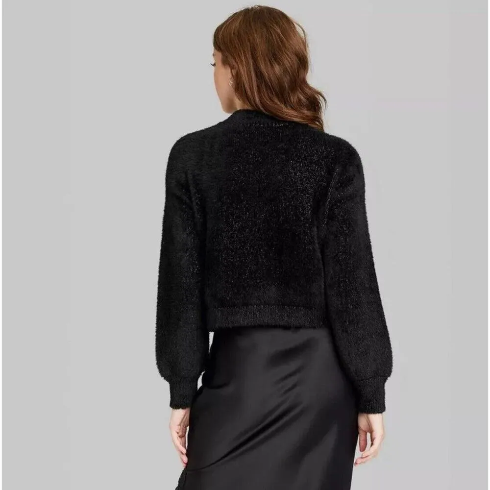 Wild Fable Turtleneck Sparkle Boxy Pullover Sweater - Black Women's L New - Image 3