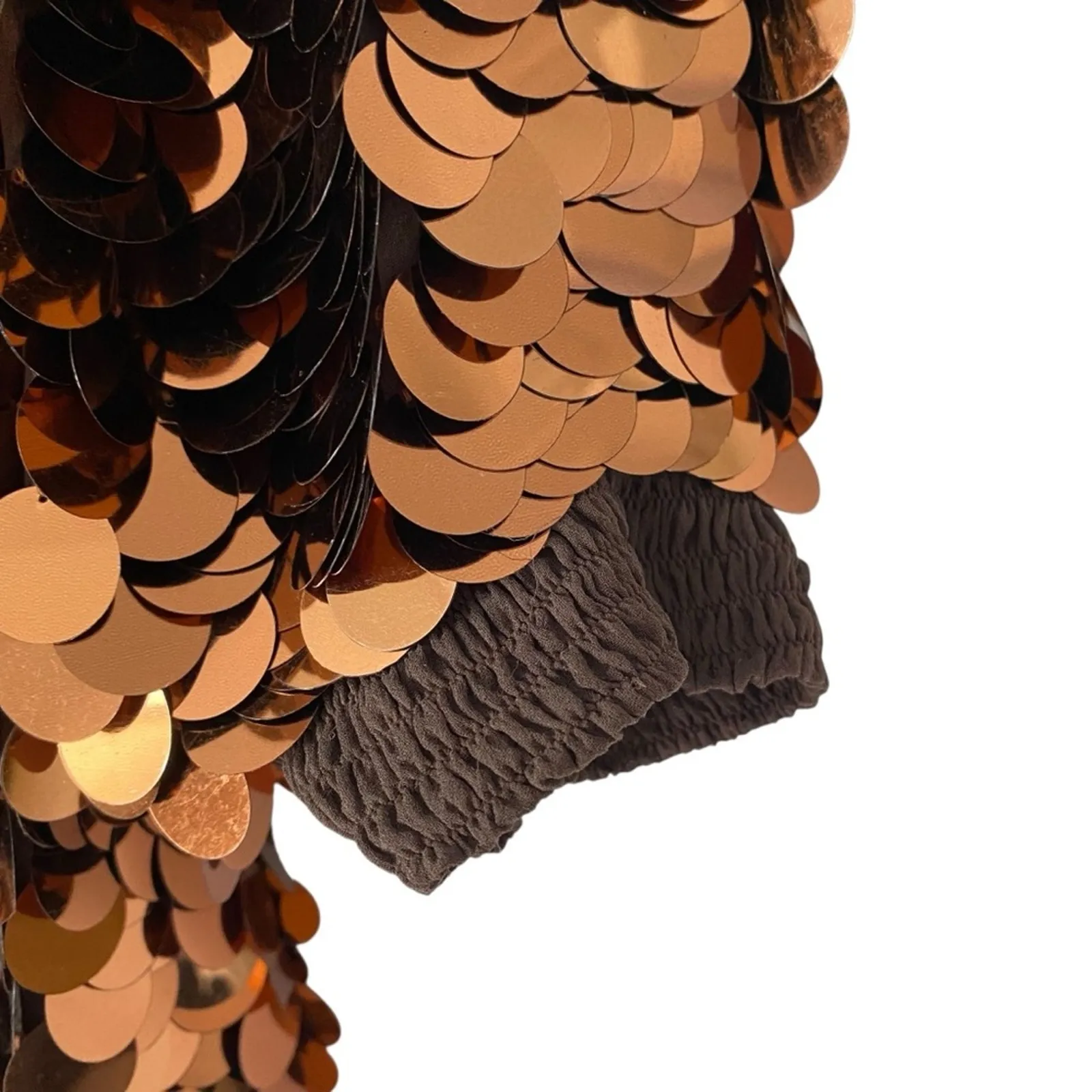 Vintage Oleg Cassini Copper Sequin Embellished Top Size medium Circles - Image 7