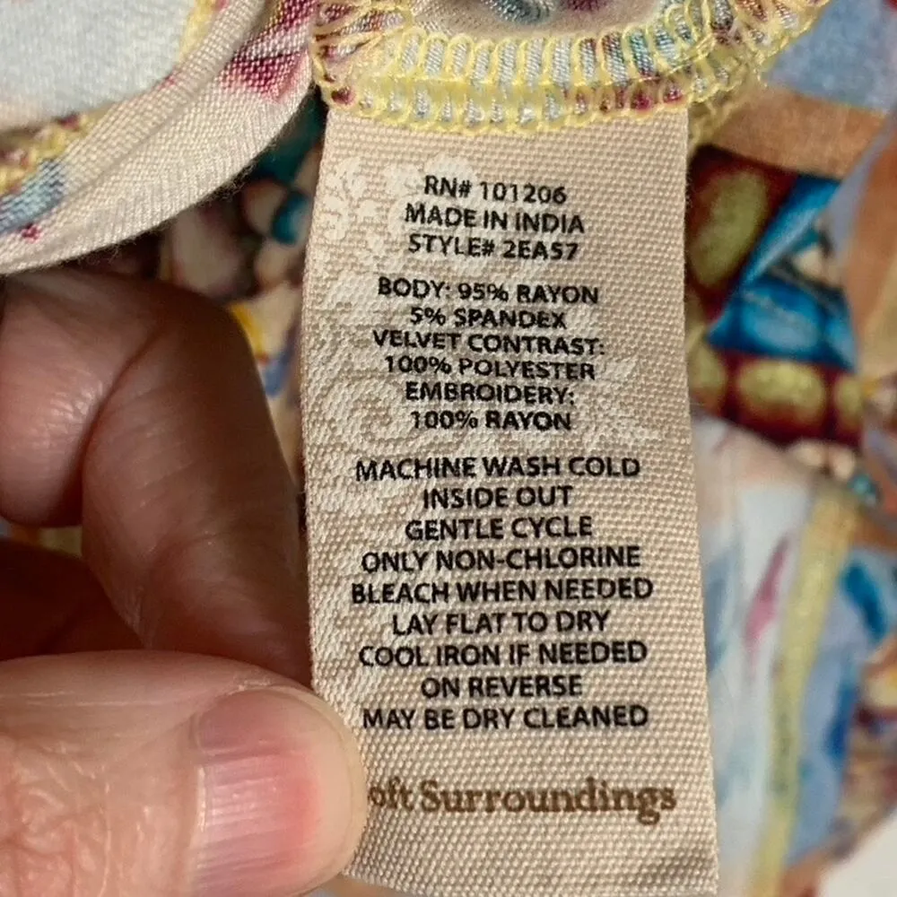 Soft Surroundings Fifi Velvet Embroidered 3/4 Flare Bell Sleeve Tunic Top - Image 7